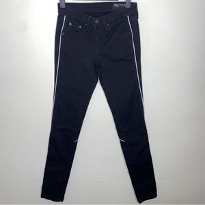Rag & Bone For Intermix Size 25 Skinny Black Jeans with White Lamb Leather Trim